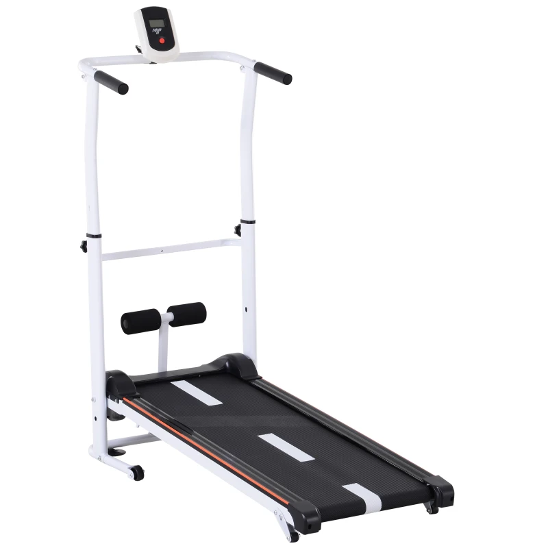 Soozier Manual Walking Treadmill Sit Up Station Incline Cardio Machine Portable Folding