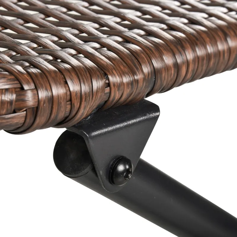 Outsunny 3PC Rattan Wicker Bistro Set w/ Folding Design, Hand Woven Rattan Table and Chairs for Outdoor, Brown