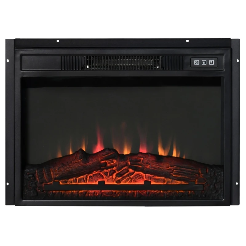 HOMCOM Recessed Electric Fireplace, 23" Insert Heater with Remote Control, 1400W, Cozy Indoor Heating Solution