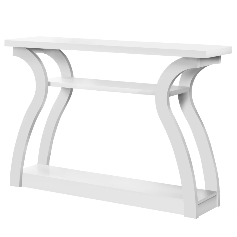 Monarch 47" Modern 3-Tier Storage Open Concept Accent Console Table - White Finish