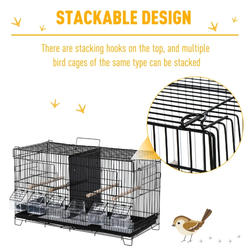 PawHut 23.5" x 11.75" x 13.9" Caged Bird Feeder Home with 4 Easy Access Doors, 6 Food Boxes, & 4 Relaxing Perch Poles