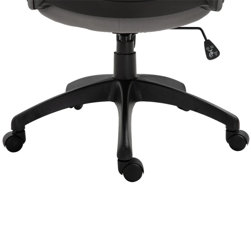 Vinsetto Office Computer Chair Mesh High Back Lumbar Support Adjustable Height Padded Linen Swivel Castor Wheels Grey