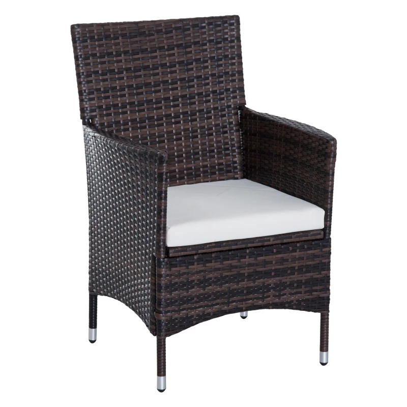 Outsunny 7 Pieces Rattan Dining Set Garden Wicker Furniture Slatted Tabletop Deck