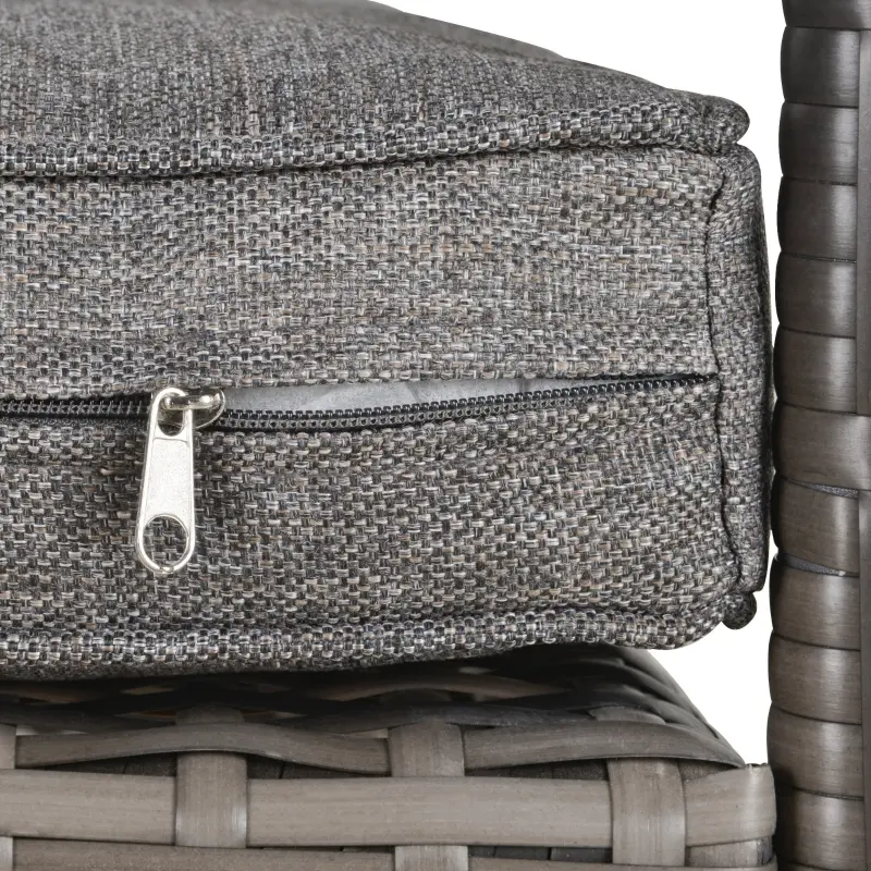 Outsunny Patio Wicker Adirondack Chair, Outdoor All-Weather Rattan Fire Pit Chair w/ Soft Cushions, Tall Curved Backrest and Comfortable Armrests for Deck or Garden, Gray