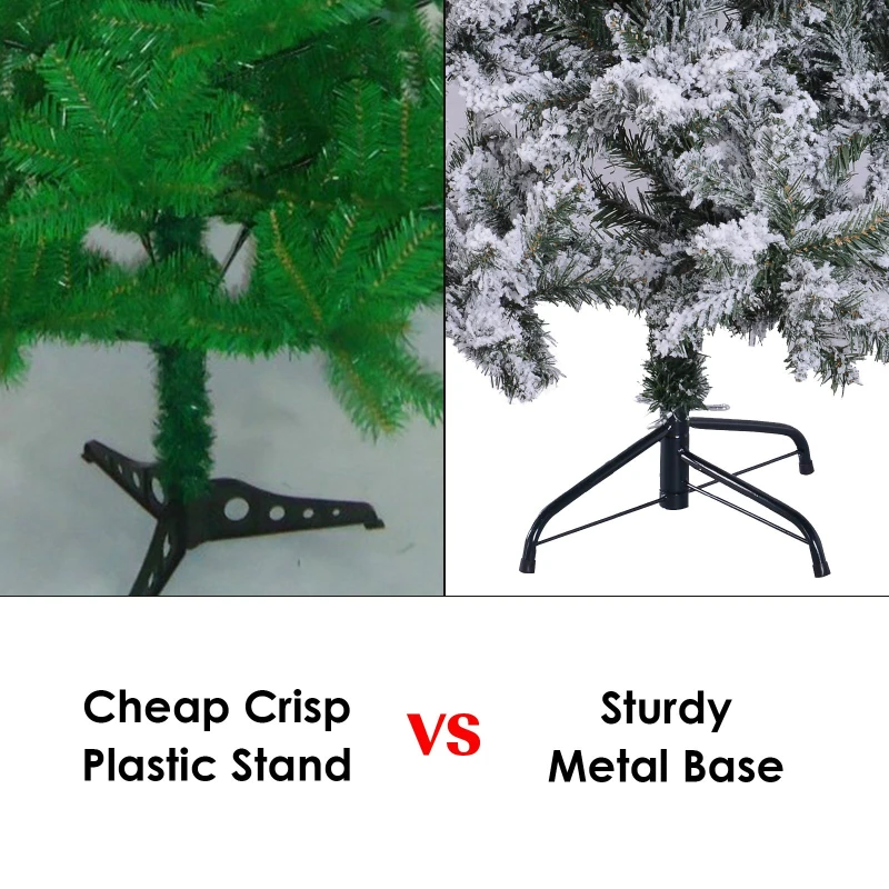 HOMCOM 6ft Artificial Christmas Tree Unlit Premium Snow Flocked  472 Tips Foldable Base Festival Decoration