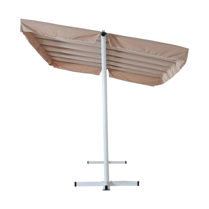 Outsunny 12'x8' Free Standing Manual Retractable Awning Outdoor Gazebo Garden Sunshade Beige