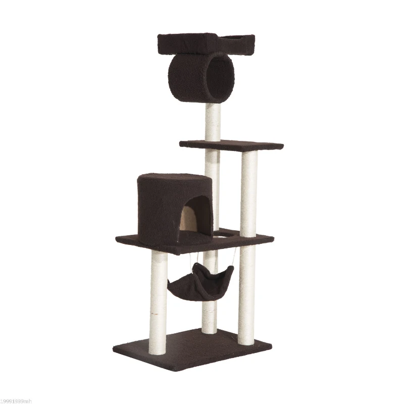 PawHut 55" Scratching Cat Tree Kitty Furniture House Condo Post Pet Supply Deep-Brown