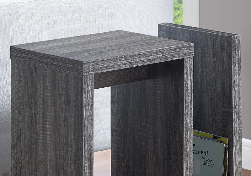 Monarch 24" Modern Wood Grain Side Accent Table with Magazine Storage - Grey Tones Finish