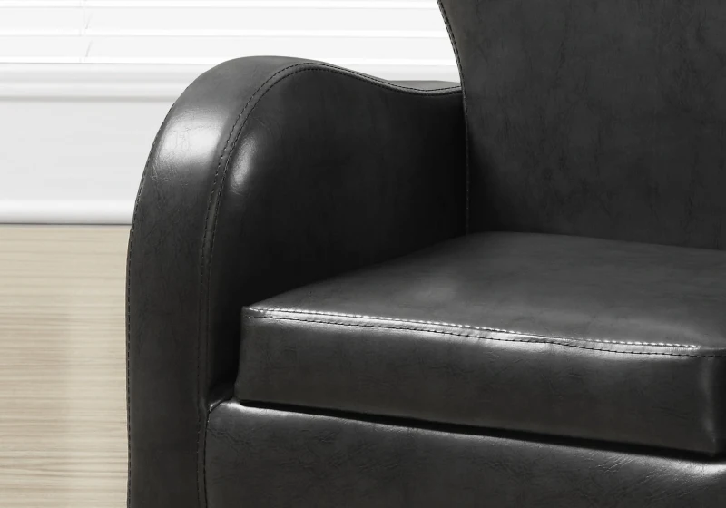 Monarch Kids' Padded Upholstered Leather-Look Accent Arm Chair - Charcoal Grey