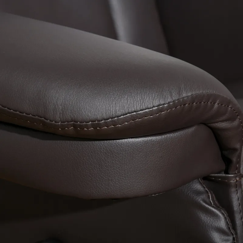 HOMCOM Manual Recliner, Swivel Lounge Armchair with Side Pocket, Footrest and Cup Holder for Living Room, Brown