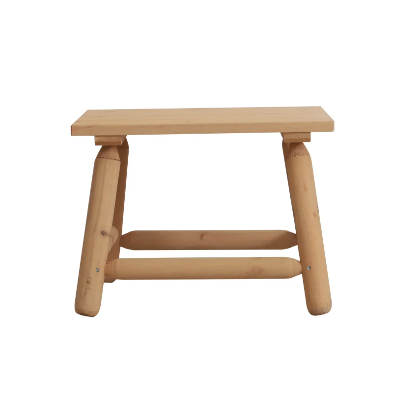 Outsunny Rectangle Rustic Log Coffee Table Natural Wood End Side Table Home Garden Furniture All Weather