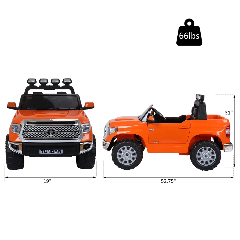 Aosom Licensed Toyota Tundra Kids Ride On Truck Electric Car w/ Remote  Suspension Wheels  Music Function