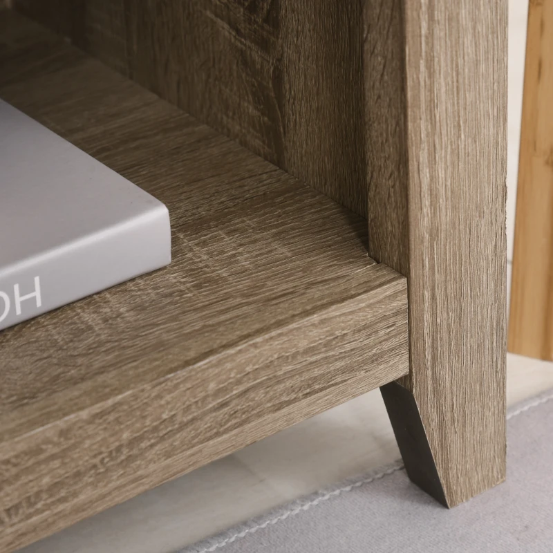 HOMCOM 60" W x 23.5" H Electric Fireplace Mantel TV Stand, Media Console Center Cabinet with 2 Adjustable Shelves, 4 Cable Management Holes and Fits up to 65" TV, Brown