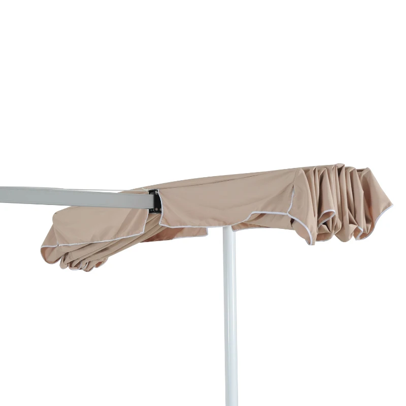Outsunny 12'x8' Free Standing Manual Retractable Awning Outdoor Gazebo Garden Sunshade Beige