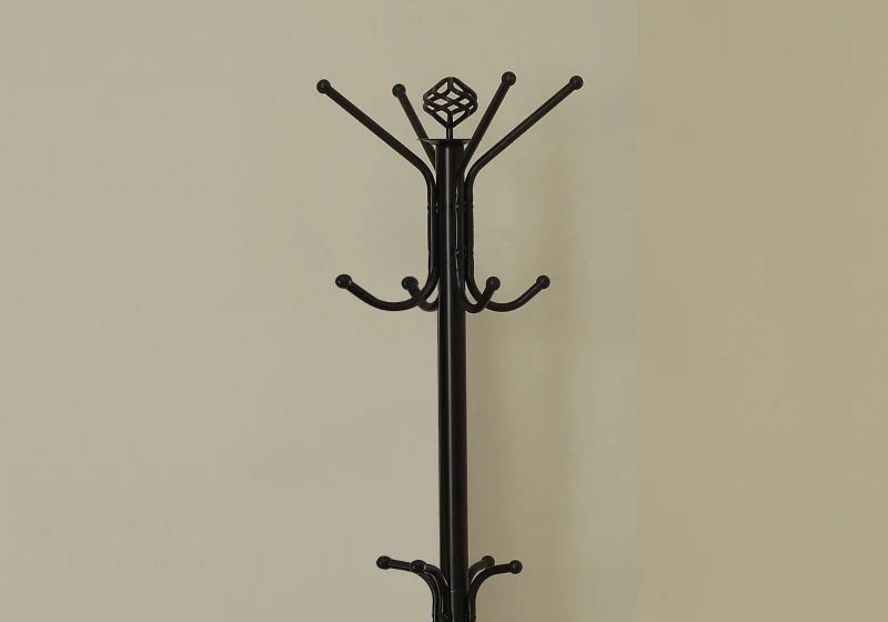Monarch 70" 12-Hook Metal Coat Tree Hanger Rack - Black Finish