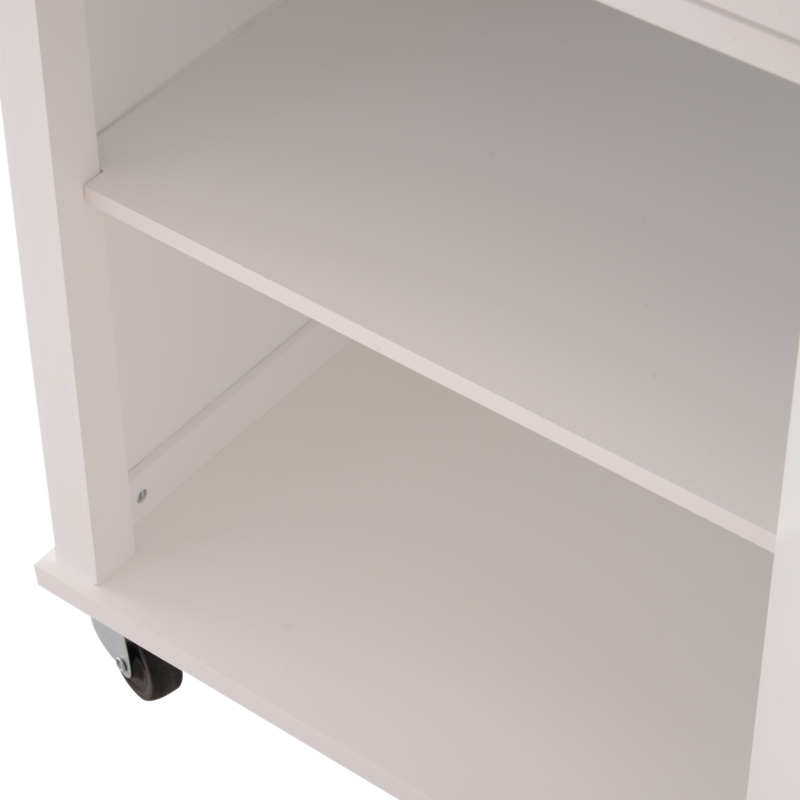 Open Box HOMCOM 27.5" Pine Wood Bamboo Portable Rolling Kitchen Island Cart with Wheels - White