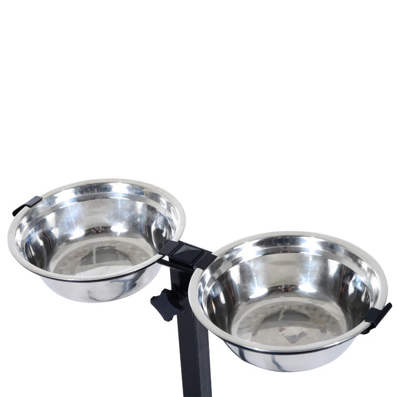 PawHut 24" Stainless Steel Adjustable Height Elevated Double Diner Dog Bowls - Silver/Black