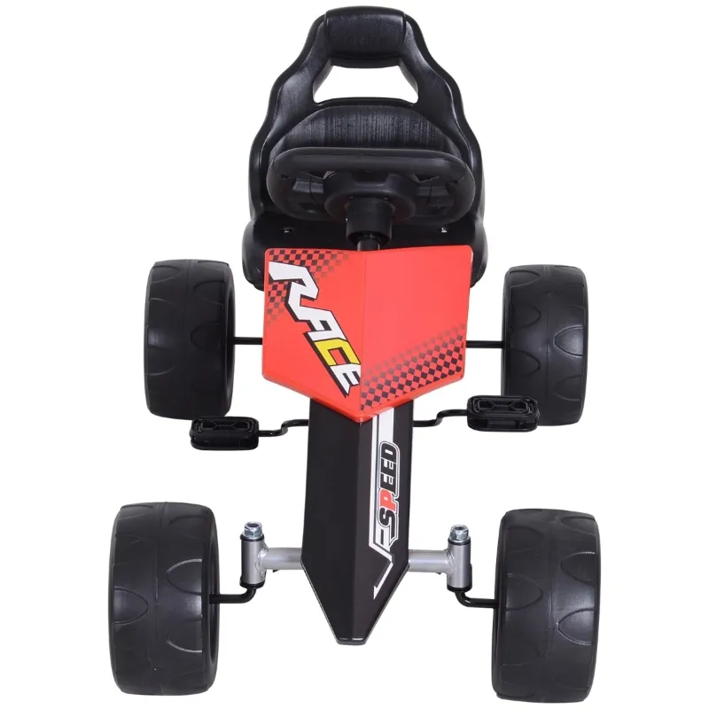 Aosom Kids Go Kart, 4 Wheeled Ride On Pedal Car, Racer for 3 years, for Boys and Girls, Outdoor - Red