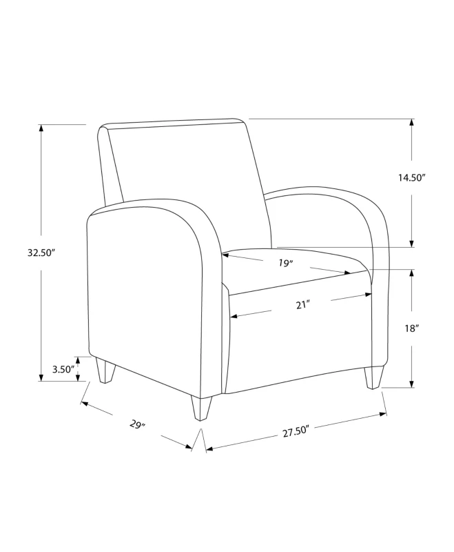 Monarch Upholstered Square Seat High Back Leather-Look Accent Arm Chair - White
