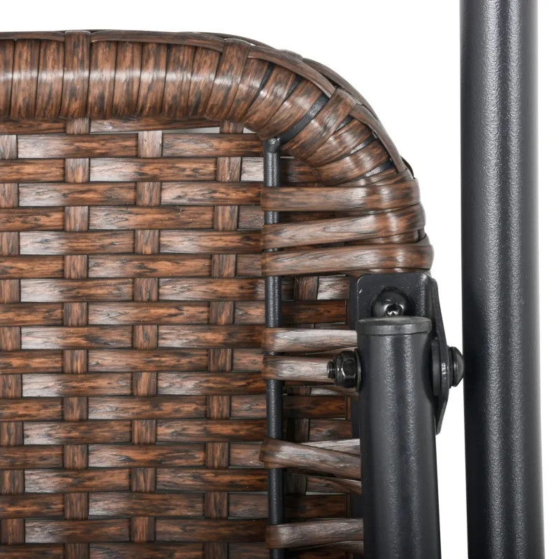 Outsunny 3PC Rattan Wicker Bistro Set w/ Folding Design, Hand Woven Rattan Table and Chairs for Outdoor, Brown