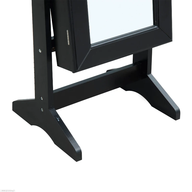 HOMCOM Mirrored Jewellery Cabinet Armoire Stand Organizer for Rings Earrings Bracelets Lockable Black