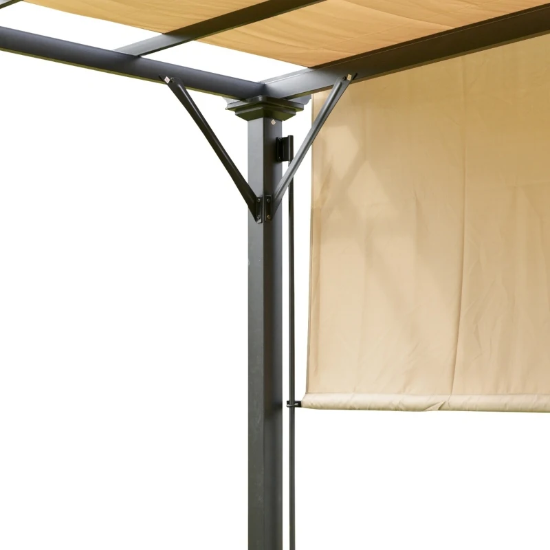 Outsunny 10' x 10' Outdoor Patio Gazebo Pergola with Retractable Canopy Roof, Steel Frame with Stakes & Unique Design(m-8)