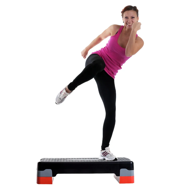 Soozier 27" Aerobic Stepper Adjustable Workout Platform Fitness Step with Riser Training Exercise Home Gym 4” to 6”