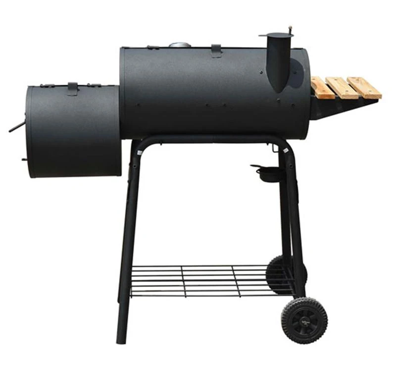 Outsunny Free Standing Charcoal BBQ Grill Barbecues 2 Burners Cooking with Wheels Black