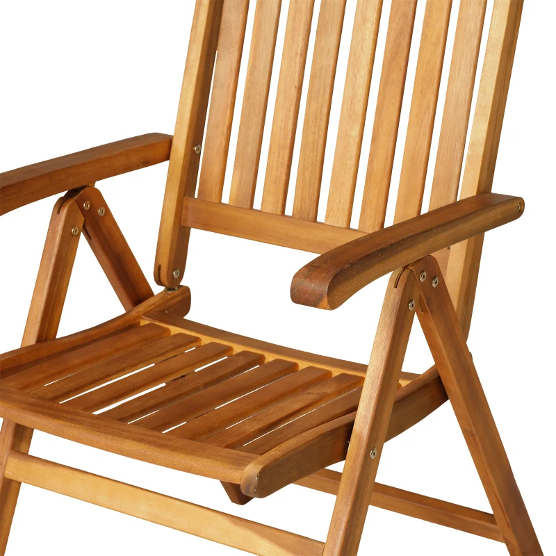 Outsunny 9pcs Acacia Wood Dining Set Expandable Table Folding Chair