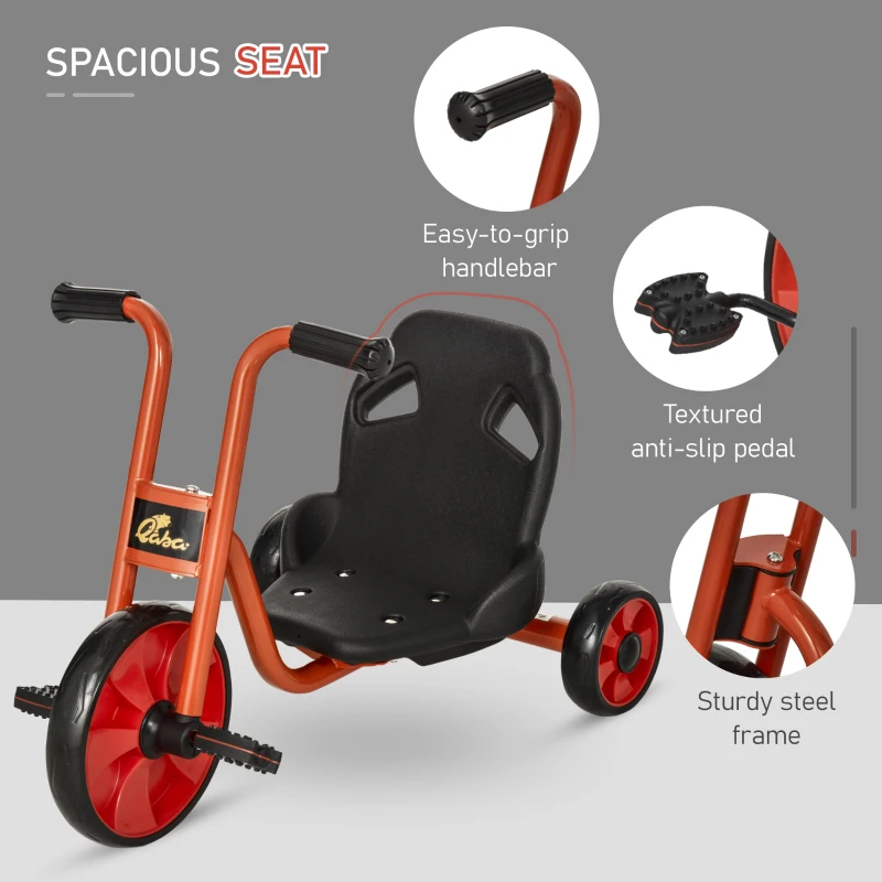 Qaba Kids Tricycle with 10" Big Wheels Toddler Pedal Pusher Trike Bike for 2-6 Boys and Girls, Ride-on Toy for Indoor Outdoor 27.5" x 20" x 20.5", Red