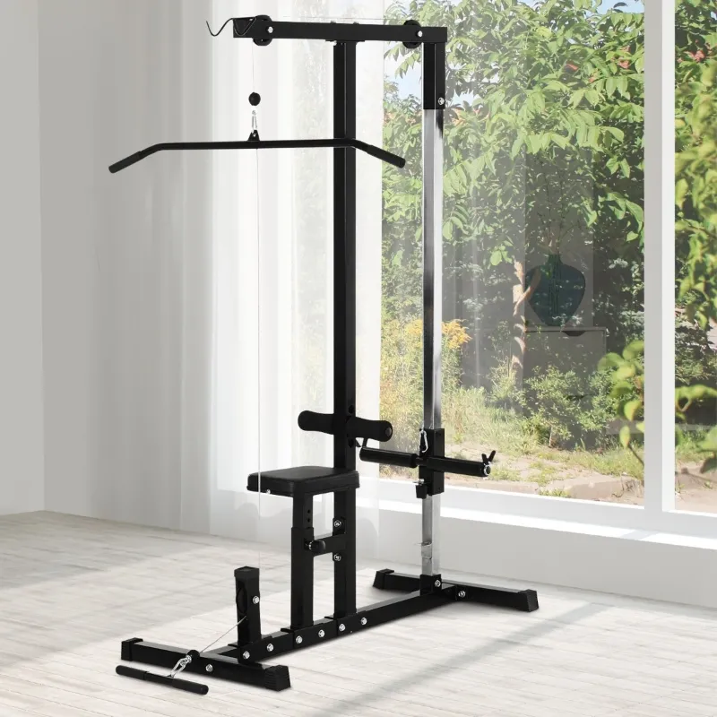 Soozier Power Rack Exercise Pulldown Weight Machine with 5 Adjustable Cable Positions for Strengthening Many Muscle Groups Home Gym, 41" x 47" x 71"