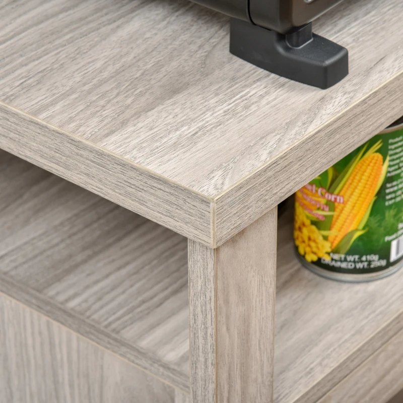 HOMCOM Farmhouse Sideboard Buffet Cabinet, Coffee Bar Cabinet with Storage Shelves, Kitchen Cabinet with 2 Framed Glass Doors and Anti-Topple, Distressed Gray