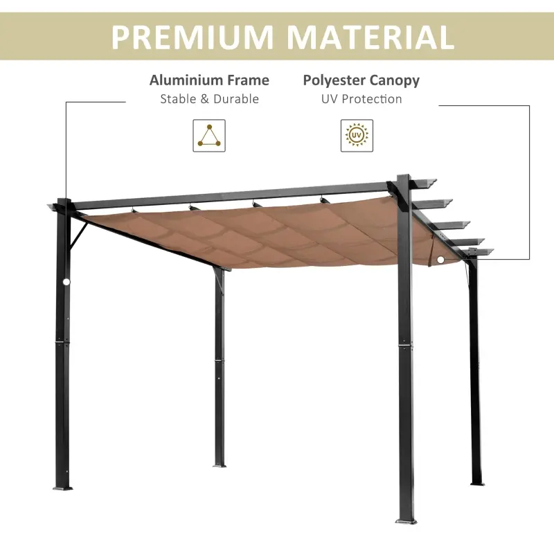 Outsunny 10' x 13' Outdoor Pergola Gazebo Backyard Canopy Cover Adjustable Sunshade, Gray