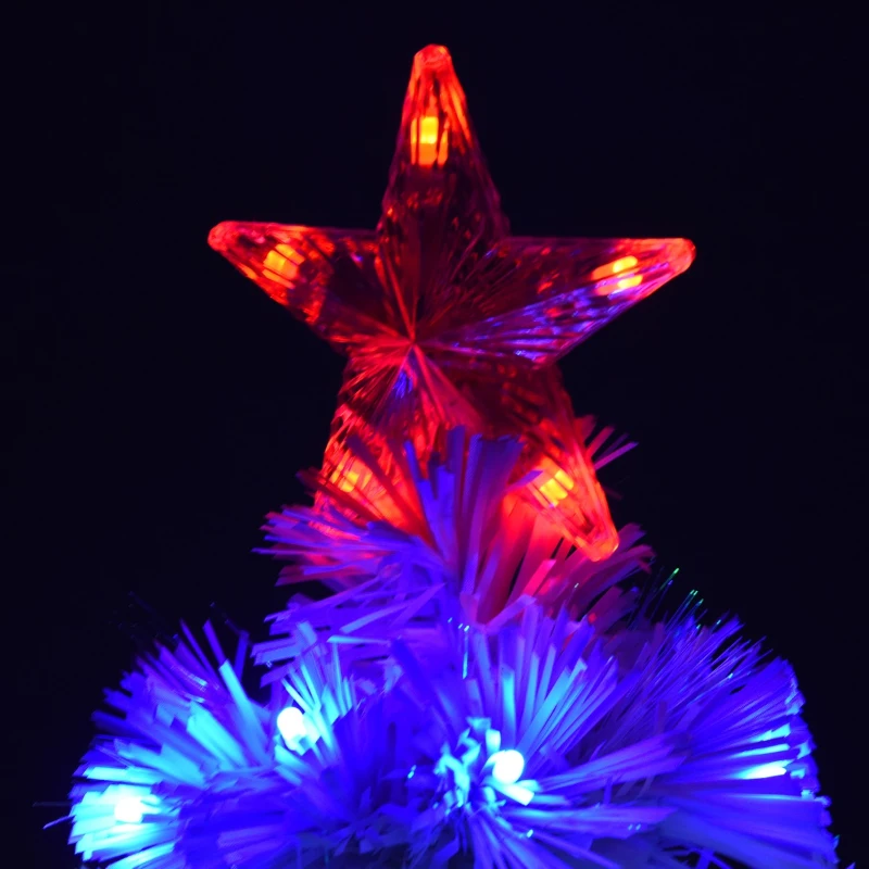 HOMCOM 4ft Fir Artificial Christmas Tree with Realistic Branches, 130 Multi-Color Fiber Optic LED Lights and 130 Tips, White