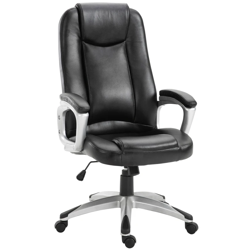 Vinsetto Executive PU Leather Rocking Gaming Office Chair Adjustable Padded Seat with Wheels Black