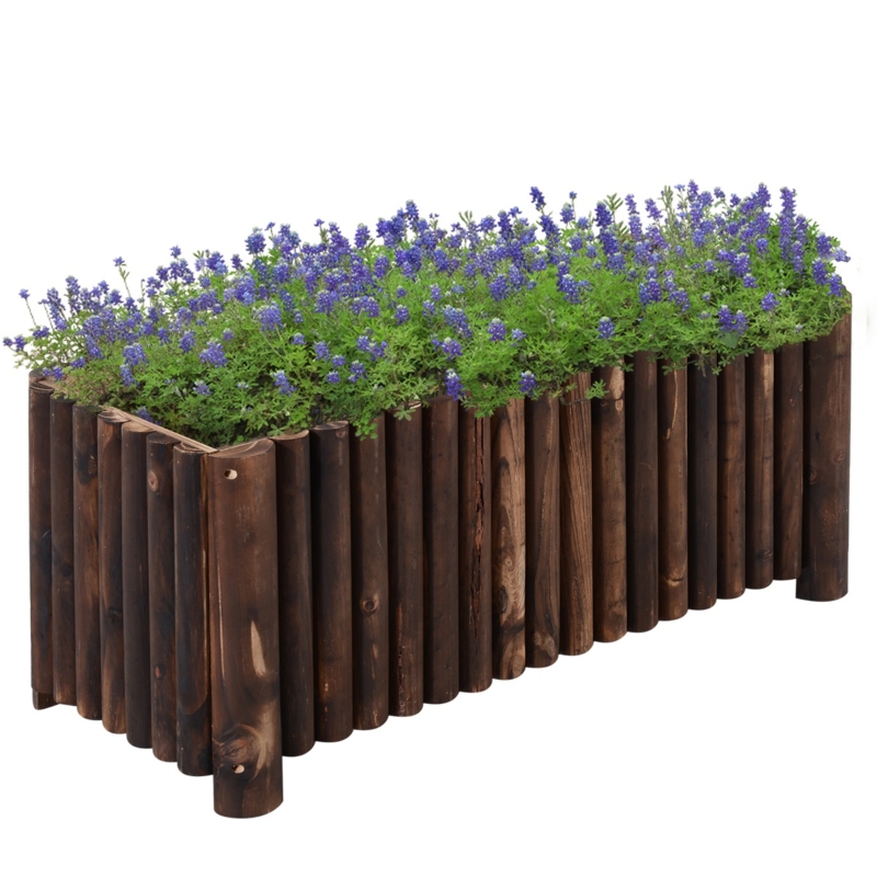 Outsunny 39" x 16" x 16" Raised Planter Box Wooden Garden Column Edge
