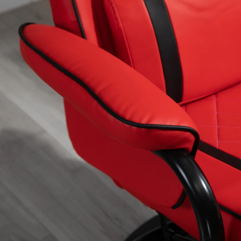 Vinsetto High Back Video Gaming Recliner with Ottoman, Racing Style PC Computer Office Chair, Swivel with Headrest & Lumbar Support, Adjustable Height, Red/Black