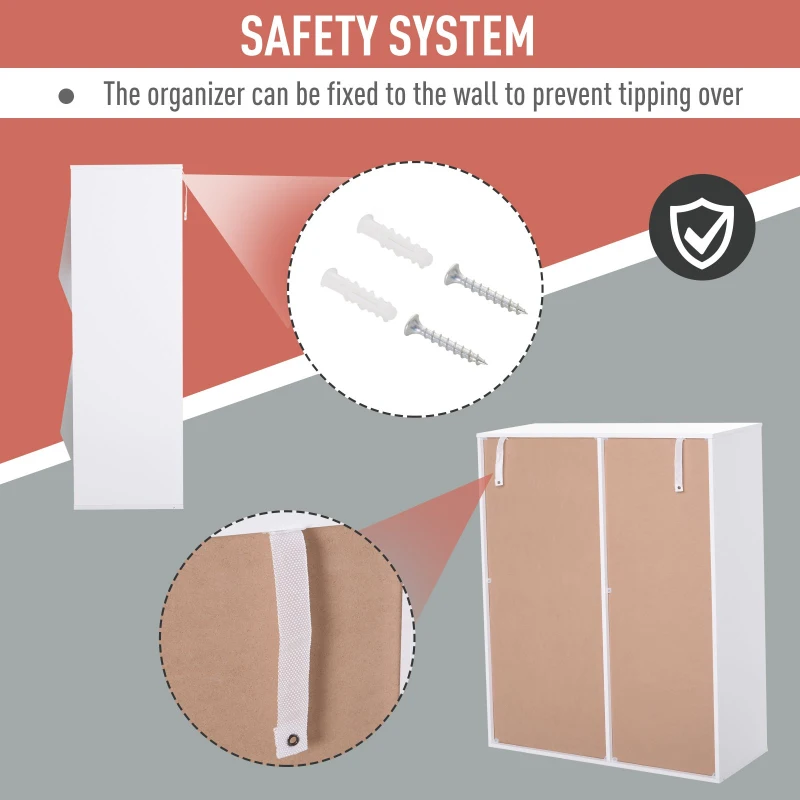 HOMCOM 3 Wooden Shelf Storage Organizer Children and Students