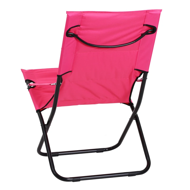 Outsunny Beach Chair Portable Ergonomic w/ Armrest Pink