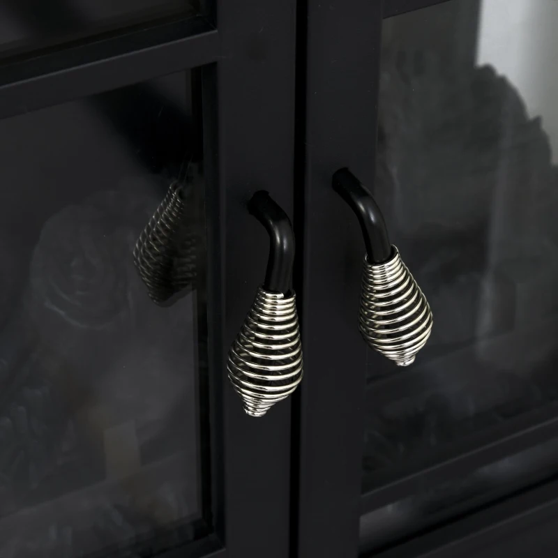 HOMCOM Electric Fireplace Heater, Fireplace Stove with Realistic LED Flames and Logs, Remote Control and Overheating Protection, 1400W, Black