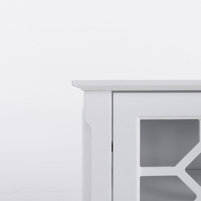 HOMCOM Sideboard Display Cabinet with Double Framed Glass Doors, 2 Adjustable Shelves, and Elevated Base, White