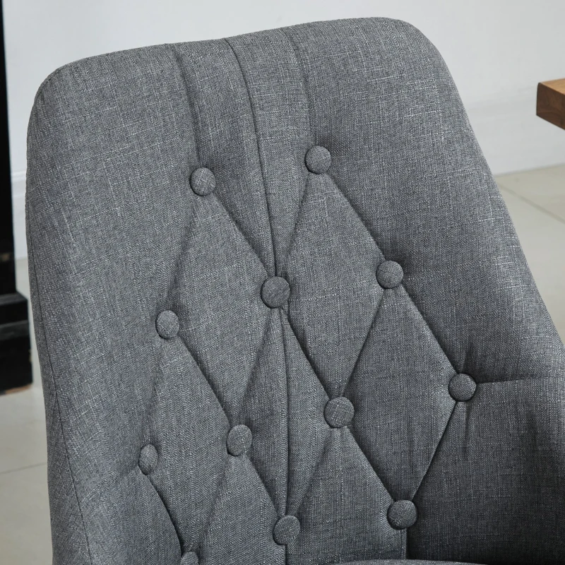 HOMCOM Modern Dining Chairs Set of 2, Button Tufted High Back Accent Chairs with Upholstered Seat, Steel Legs for Living Room, Kitchen, Study, Dark Grey