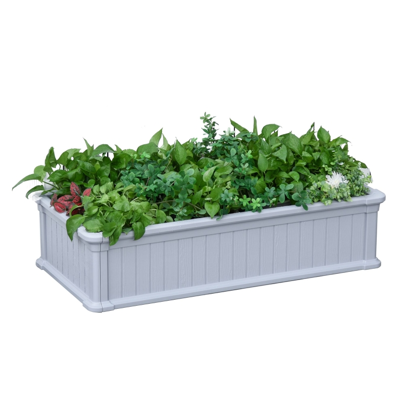 Outsunny 4' x 2' x 1' Raise Garden Bed, Planter Box for Flowers, Herbs Outdoor Backyard with Easy Assembly - Grey