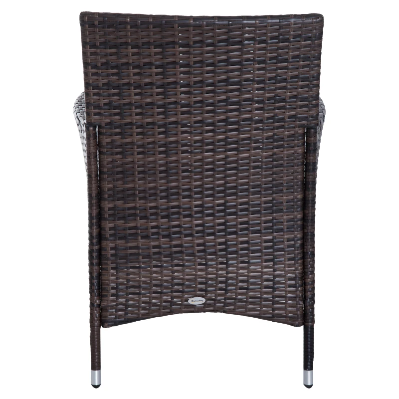 Outsunny 7 Pieces Rattan Dining Set Garden Wicker Furniture Slatted Tabletop Deck