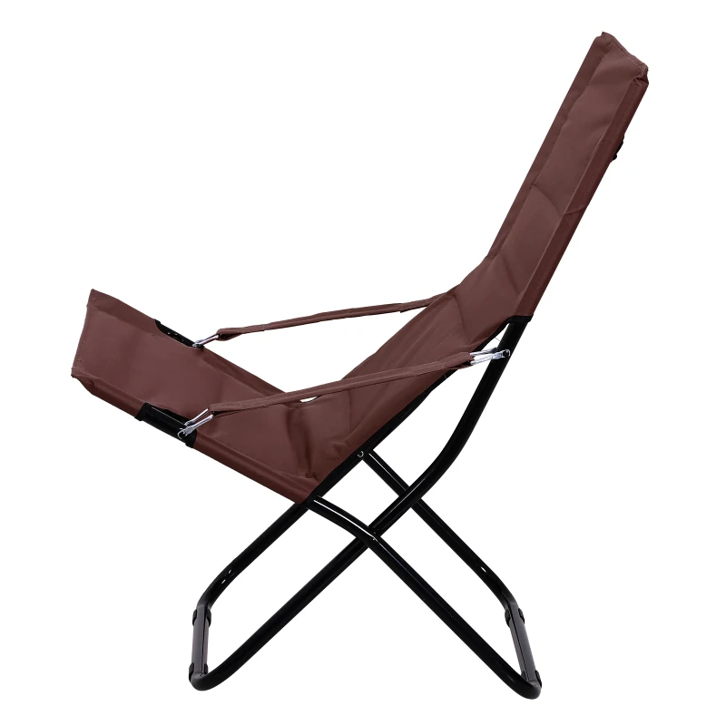Outsunny Beach Chair Portable Ergonomic w/ Armrest Brown