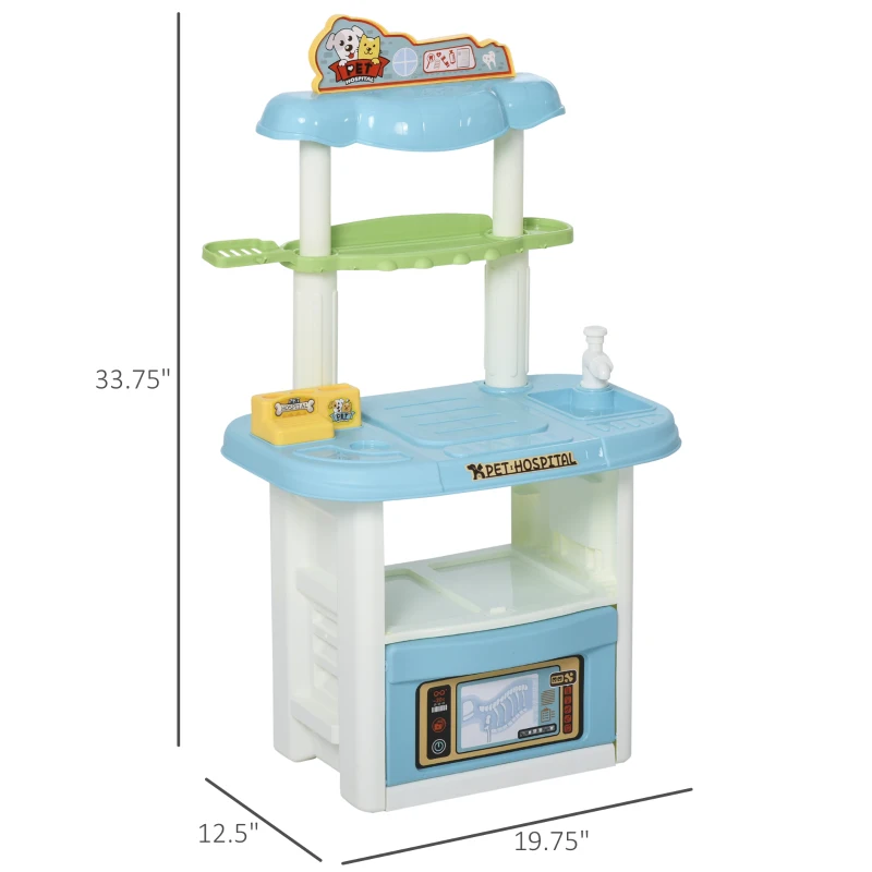 Qaba 43 PCS Pet Vet Dentist Playset Kids Medical Toy Set Doctor Kit Pretend Play