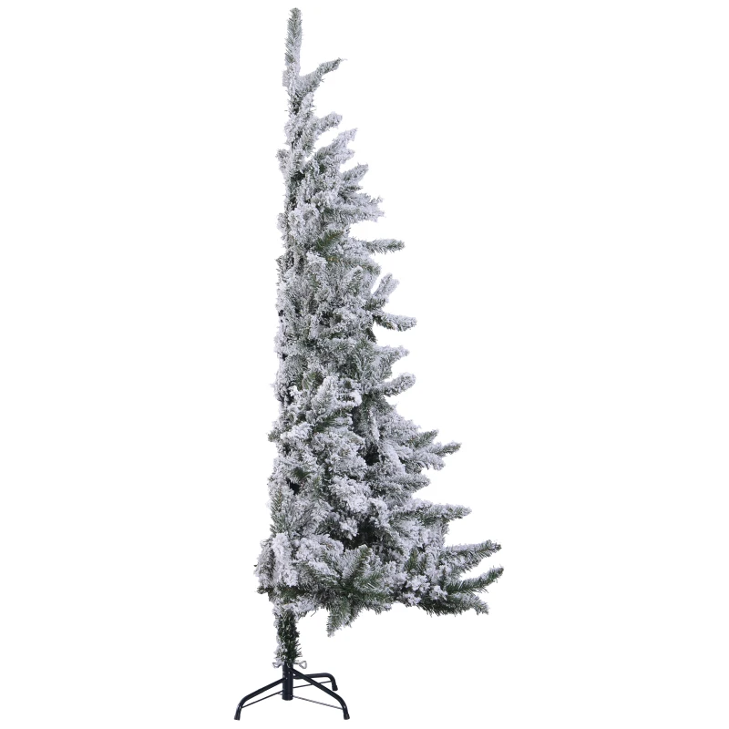 HOMCOM 6ft Artificial Christmas Tree Unlit Premium Snow Flocked  472 Tips Foldable Base Festival Decoration