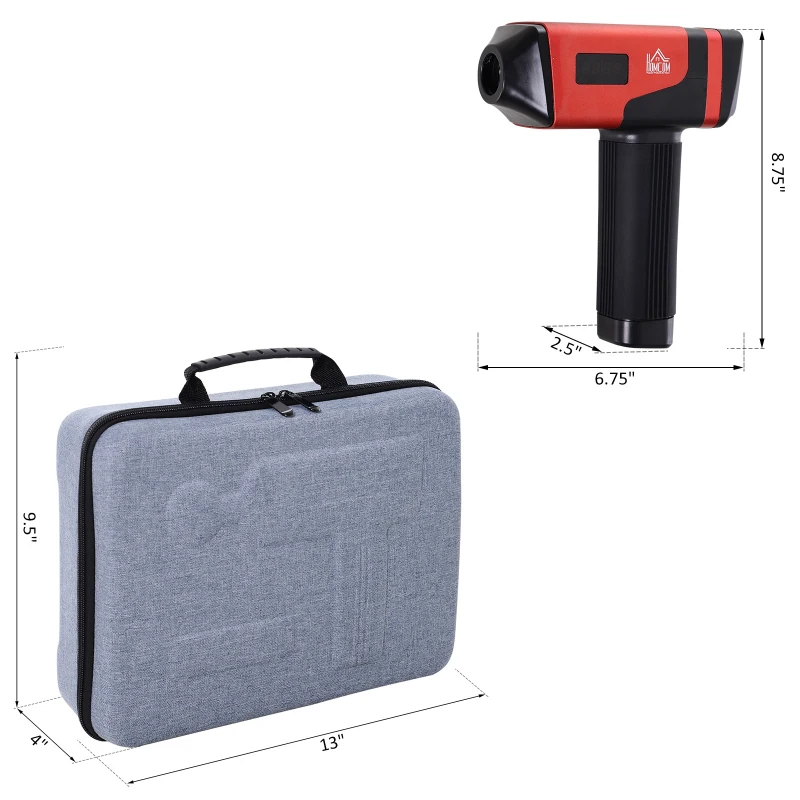HOMCOM Handheld Massaging Gun Deep Tissue Muscle Massager  Super Quiet (20 Speed and 6 Heads)  with Travel Case