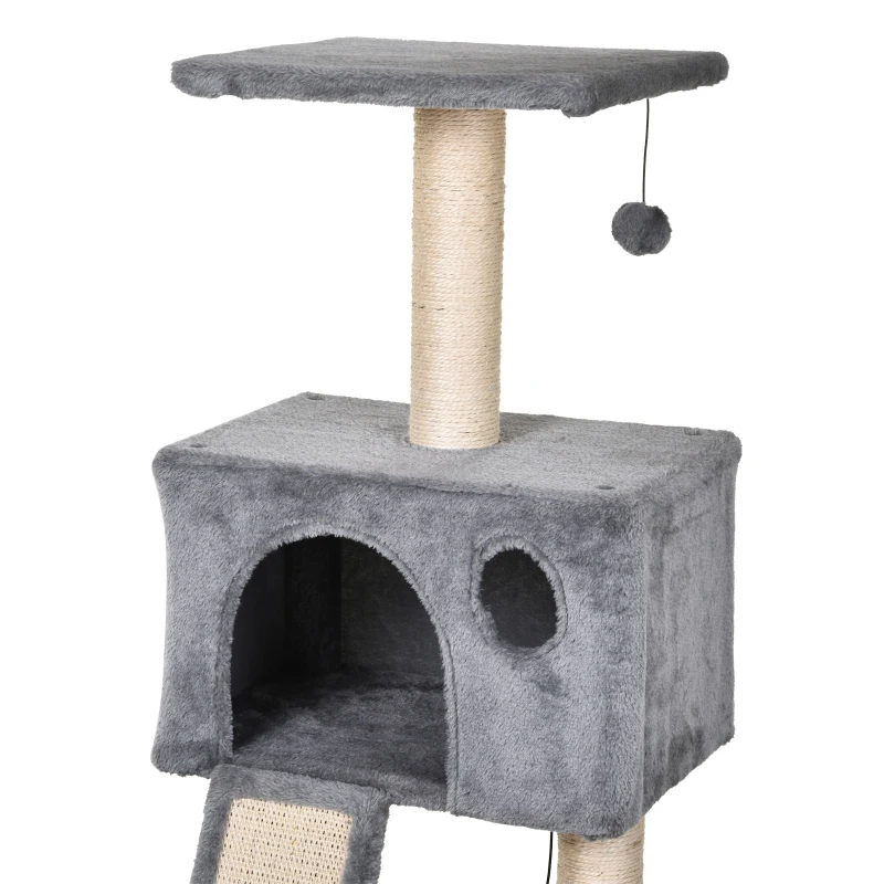 PawHut Cat Tree Tower with Sisal-Covered Scratching Posts and Ladders for Climbing and Playing