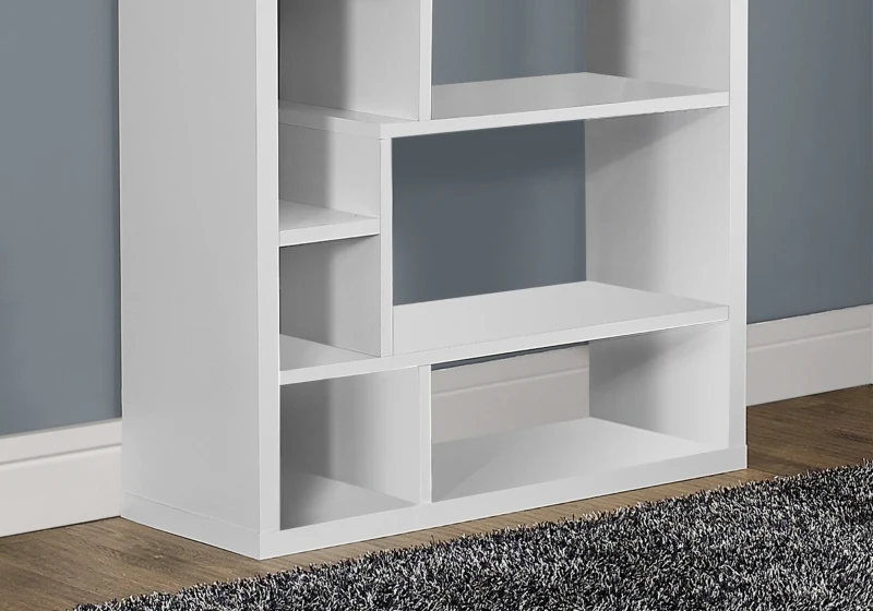 Monarch 72"H Modern Backless Bookcase with Asymmetrical Shelves - White
